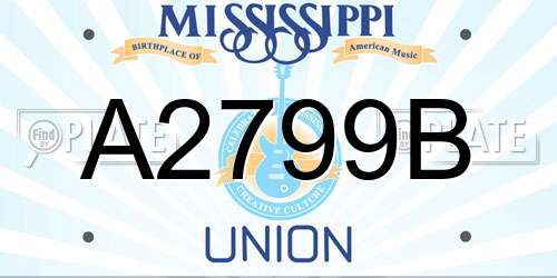 A2799B Mississippi License Plate