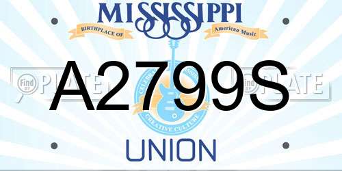 A2799S Mississippi License Plate