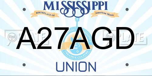 A27AGD Mississippi License Plate