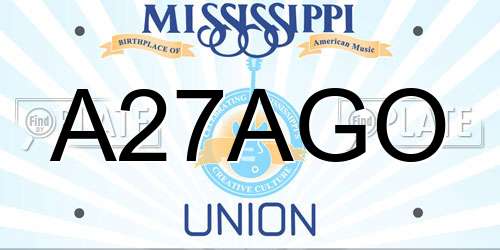 A27AGO Mississippi License Plate