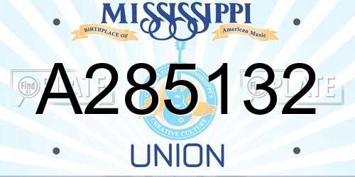 A285132 Mississippi License Plate