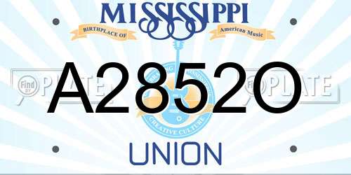 A2852O Mississippi License Plate