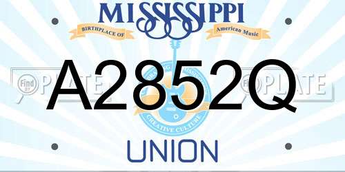 A2852Q Mississippi License Plate