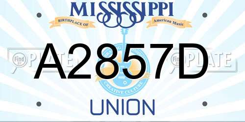 A2857D Mississippi License Plate
