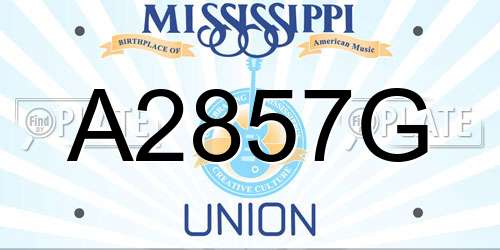 A2857G Mississippi License Plate
