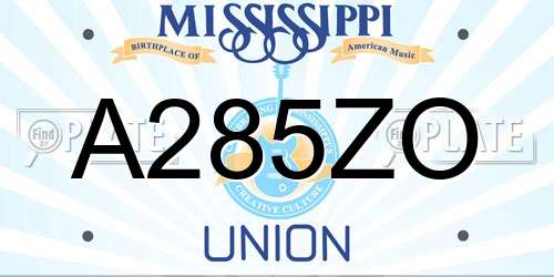 A285ZO Mississippi License Plate