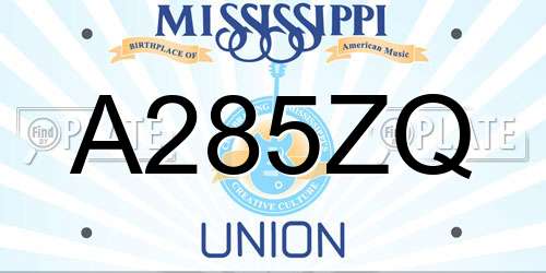 A285ZQ Mississippi License Plate