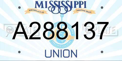 A288137 Mississippi License Plate