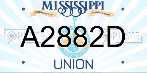 A2882D Mississippi License Plate