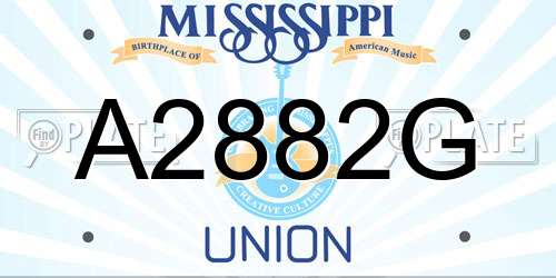 A2882G Mississippi License Plate