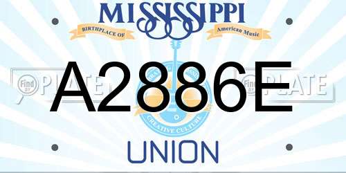 A2886E Mississippi License Plate