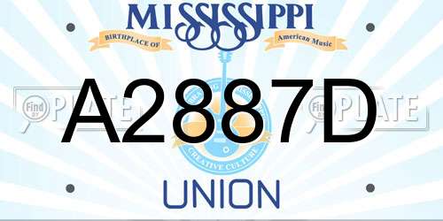 A2887D Mississippi License Plate