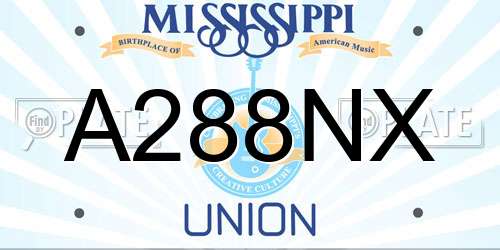 A288NX Mississippi License Plate