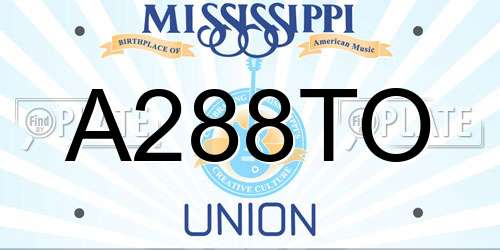 A288TO Mississippi License Plate