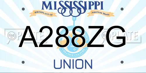 A288ZG Mississippi License Plate