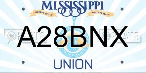 A28BNX Mississippi License Plate