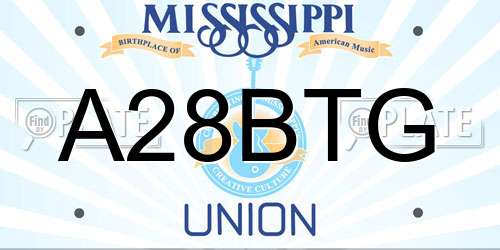 A28BTG Mississippi License Plate
