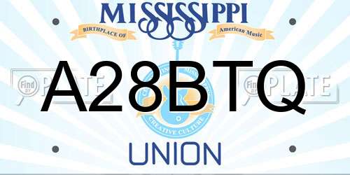 A28BTQ Mississippi License Plate