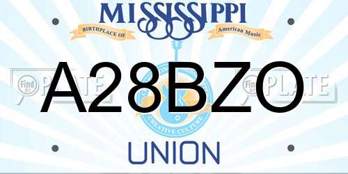 A28BZO Mississippi License Plate