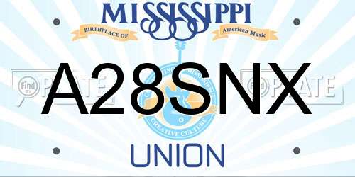 A28SNX Mississippi License Plate