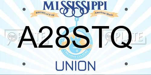 A28STQ Mississippi License Plate