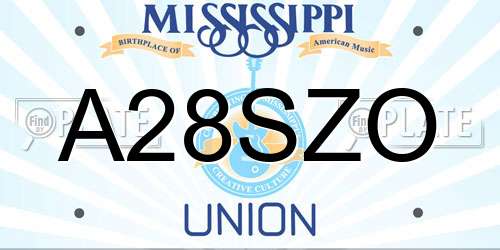 A28SZO Mississippi License Plate
