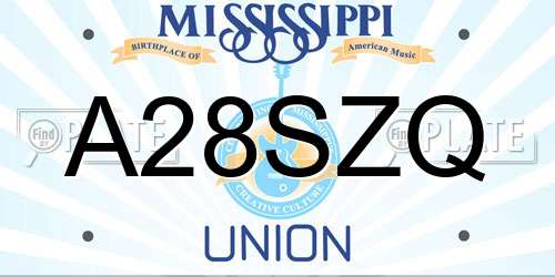 A28SZQ Mississippi License Plate