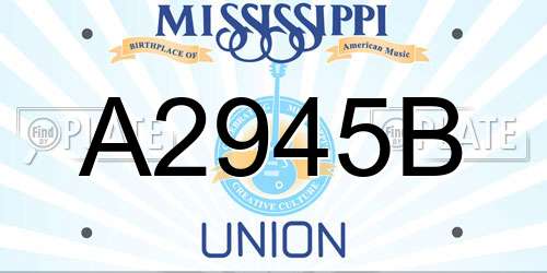 A2945B Mississippi License Plate