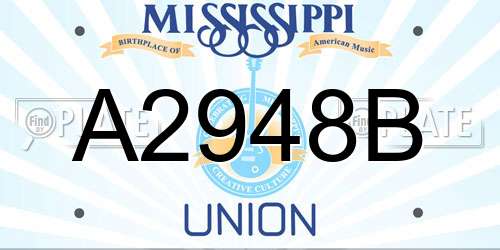 A2948B Mississippi License Plate