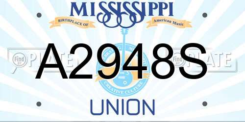 A2948S Mississippi License Plate