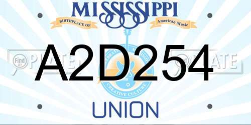 A2D254 Mississippi License Plate