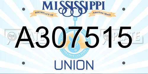 A307515 Mississippi License Plate