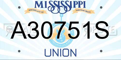 A30751S Mississippi License Plate