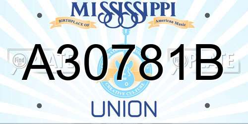 A30781B Mississippi License Plate