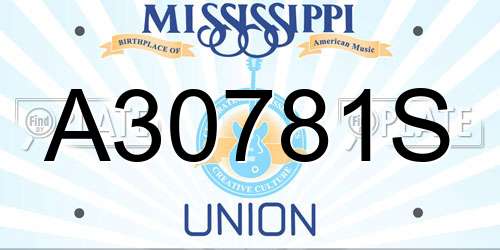 A30781S Mississippi License Plate