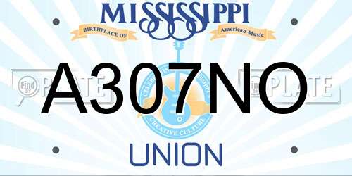 A307NO Mississippi License Plate