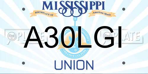A30LGI Mississippi License Plate