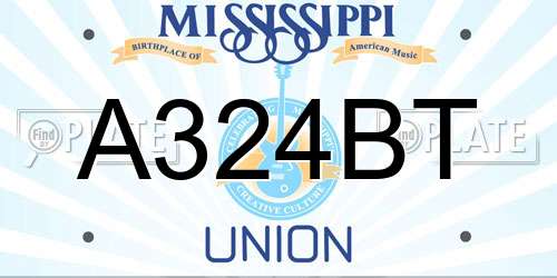 A324BT Mississippi License Plate
