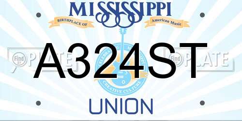 A324ST Mississippi License Plate