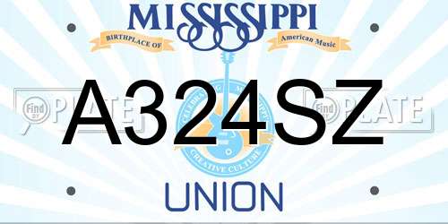 A324SZ Mississippi License Plate