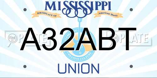 A32ABT Mississippi License Plate