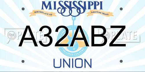 A32ABZ Mississippi License Plate