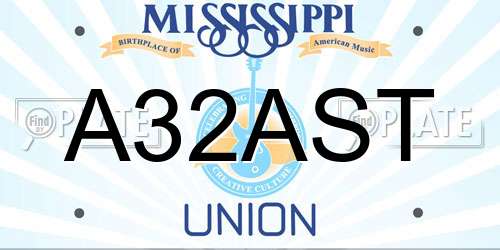 A32AST Mississippi License Plate