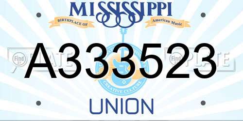 A333523 Mississippi License Plate