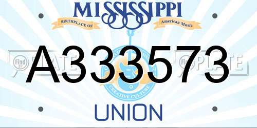 A333573 Mississippi License Plate