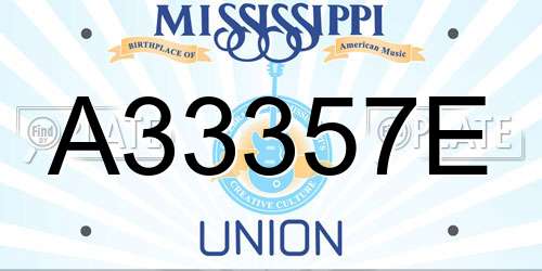 A33357E Mississippi License Plate