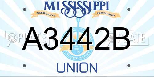 A3442B Mississippi License Plate