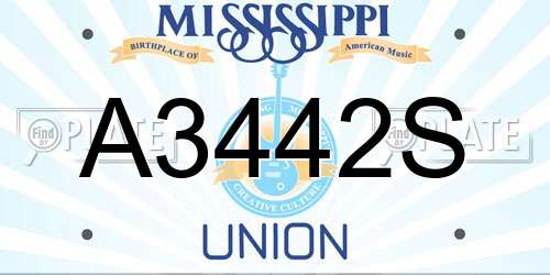A3442S Mississippi License Plate