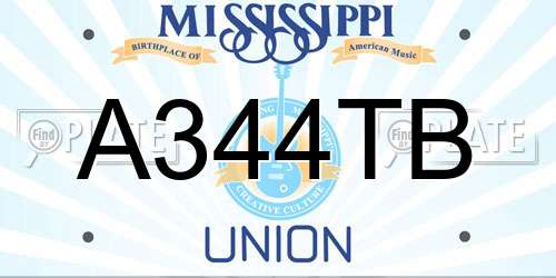 A344TB Mississippi License Plate