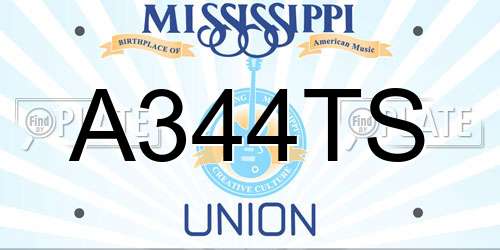A344TS Mississippi License Plate